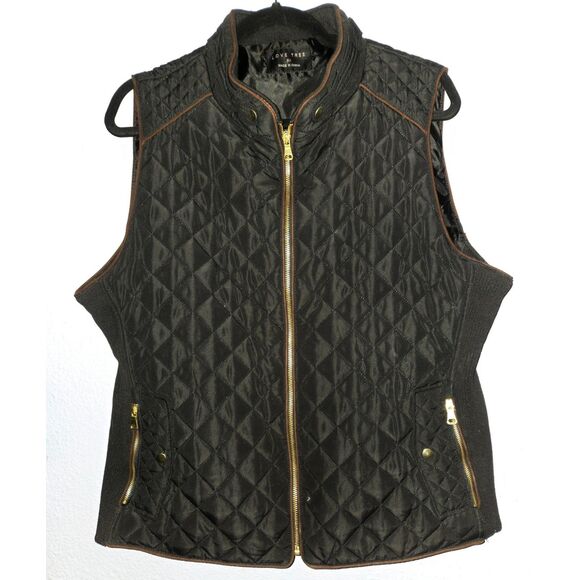 Love Tree Black Quilted Vest, Lined, Stretchy Side Panels, Size 3X Runs Small - Picture 1 of 3